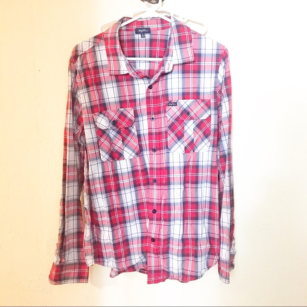 LRG wovens plaid button down